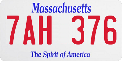 MA license plate 7AH376