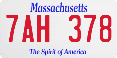 MA license plate 7AH378