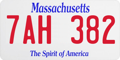 MA license plate 7AH382