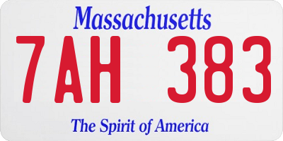 MA license plate 7AH383