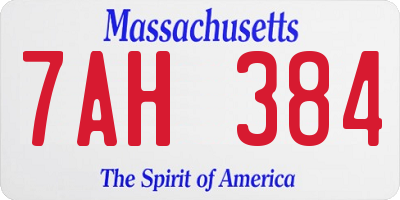 MA license plate 7AH384