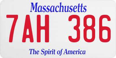 MA license plate 7AH386