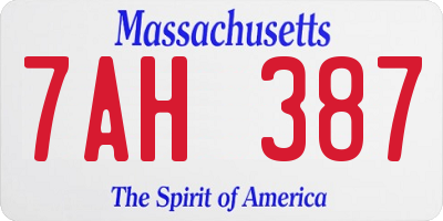 MA license plate 7AH387