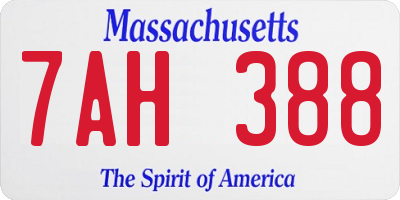 MA license plate 7AH388