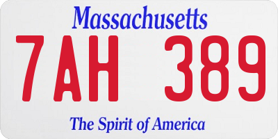 MA license plate 7AH389