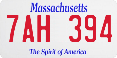 MA license plate 7AH394