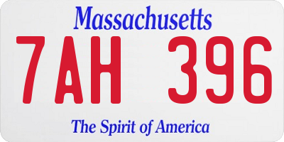 MA license plate 7AH396