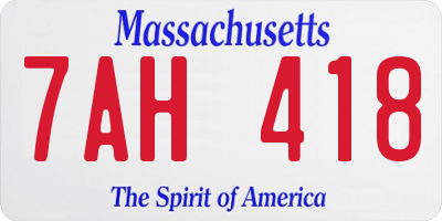 MA license plate 7AH418