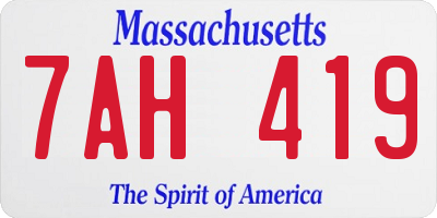MA license plate 7AH419