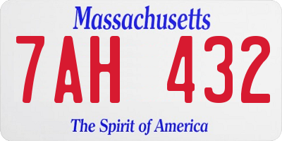 MA license plate 7AH432