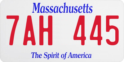 MA license plate 7AH445