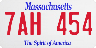 MA license plate 7AH454