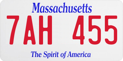 MA license plate 7AH455