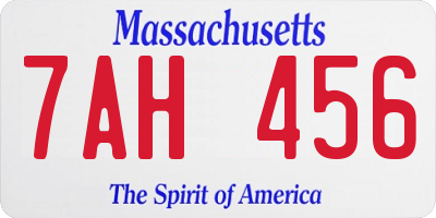 MA license plate 7AH456