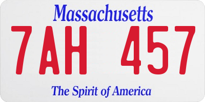 MA license plate 7AH457