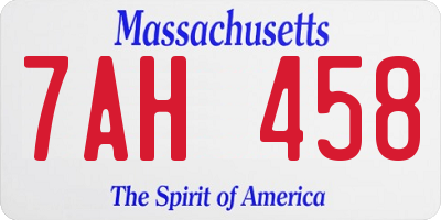 MA license plate 7AH458