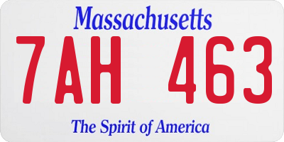 MA license plate 7AH463