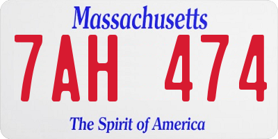 MA license plate 7AH474