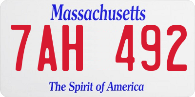 MA license plate 7AH492