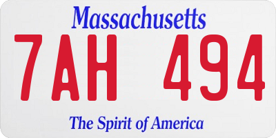 MA license plate 7AH494
