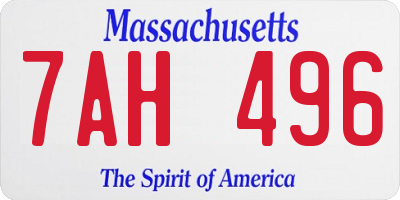 MA license plate 7AH496