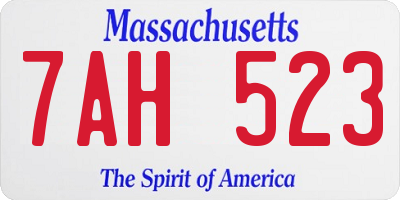 MA license plate 7AH523