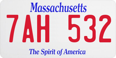 MA license plate 7AH532
