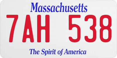 MA license plate 7AH538