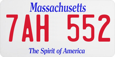 MA license plate 7AH552