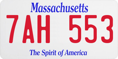 MA license plate 7AH553