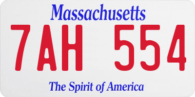 MA license plate 7AH554