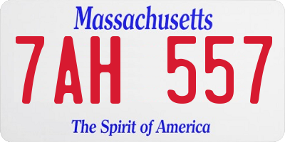 MA license plate 7AH557