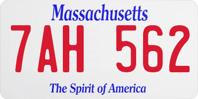 MA license plate 7AH562
