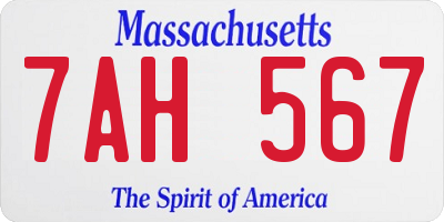 MA license plate 7AH567