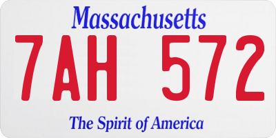 MA license plate 7AH572