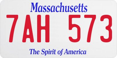 MA license plate 7AH573