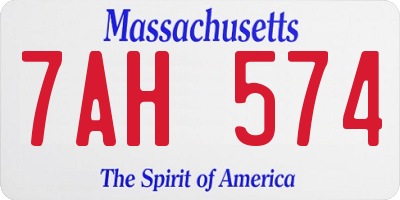 MA license plate 7AH574