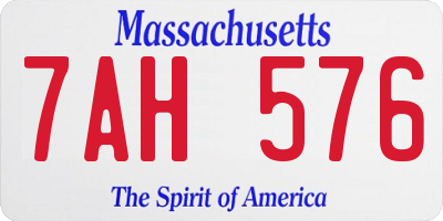 MA license plate 7AH576