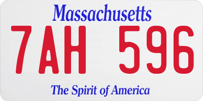 MA license plate 7AH596