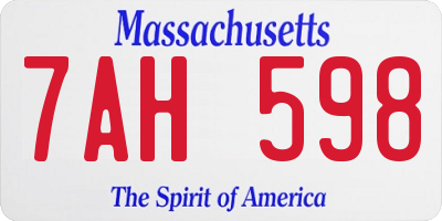MA license plate 7AH598