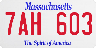 MA license plate 7AH603