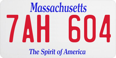 MA license plate 7AH604