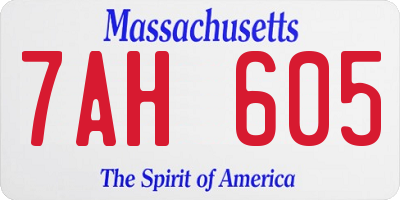 MA license plate 7AH605