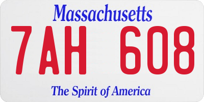 MA license plate 7AH608