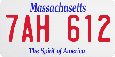 MA license plate 7AH612