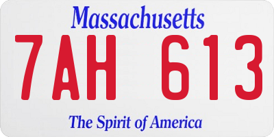 MA license plate 7AH613