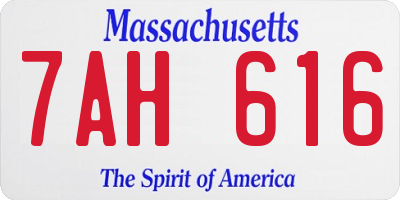 MA license plate 7AH616