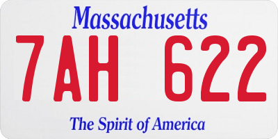 MA license plate 7AH622