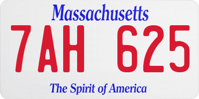 MA license plate 7AH625