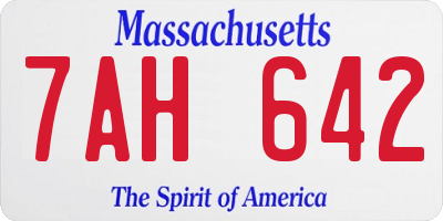 MA license plate 7AH642